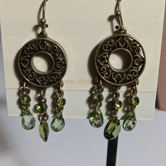 Earrings Metal Green Dangly Beads 1928® Brand - Picture 5 of 7
